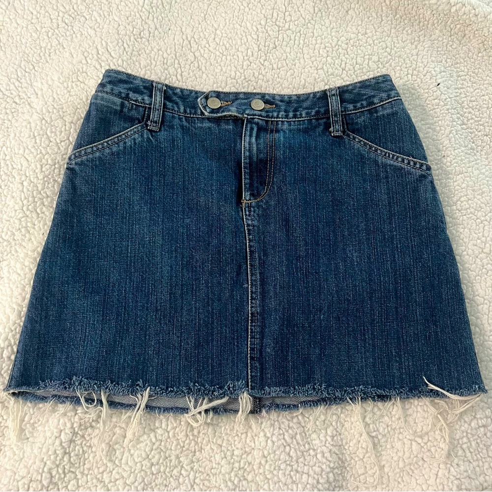 Vintage 90s Eddie Bauer Raw Hem Denim Mini Skirt